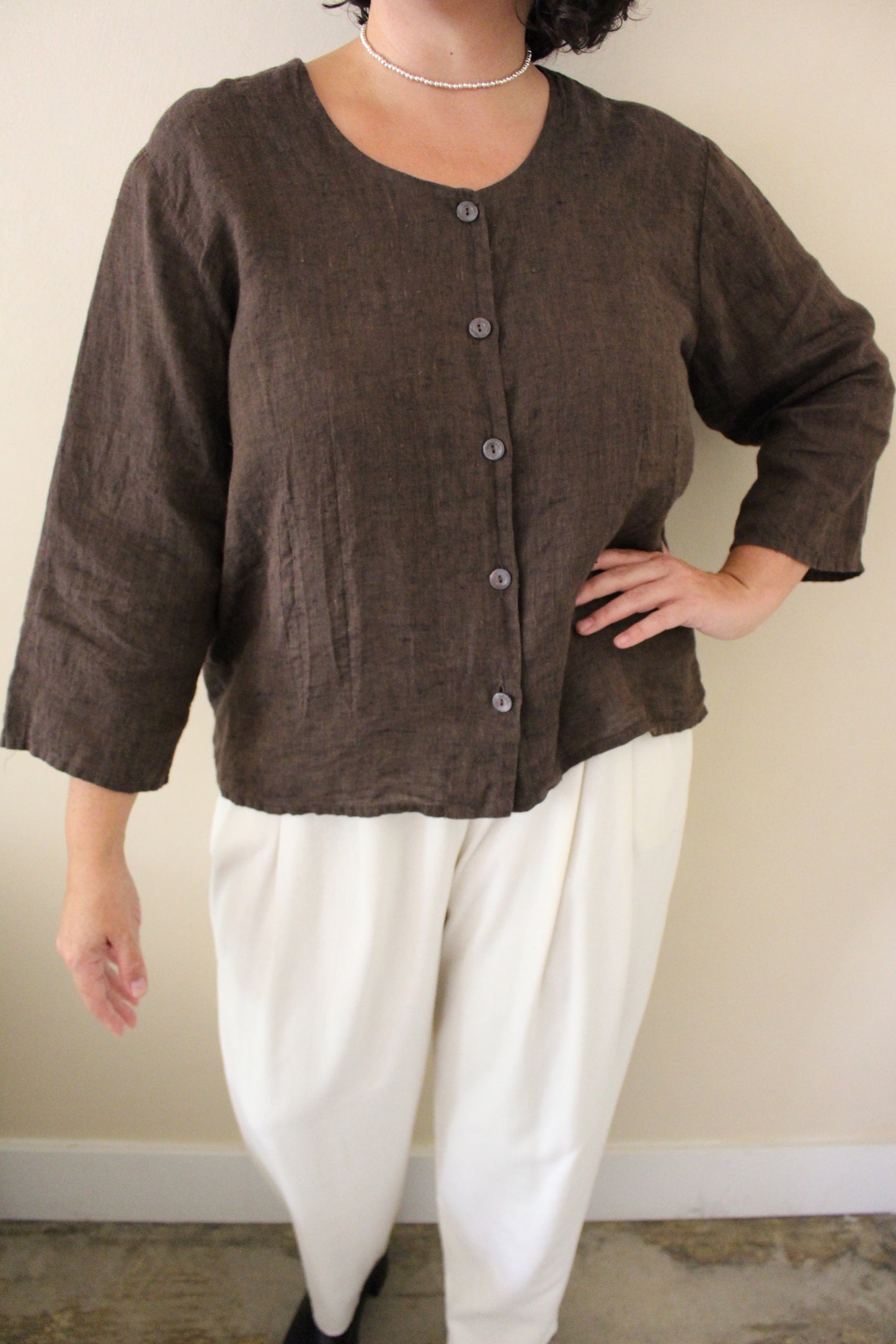 FLAX Cocoa Woven Linen Top