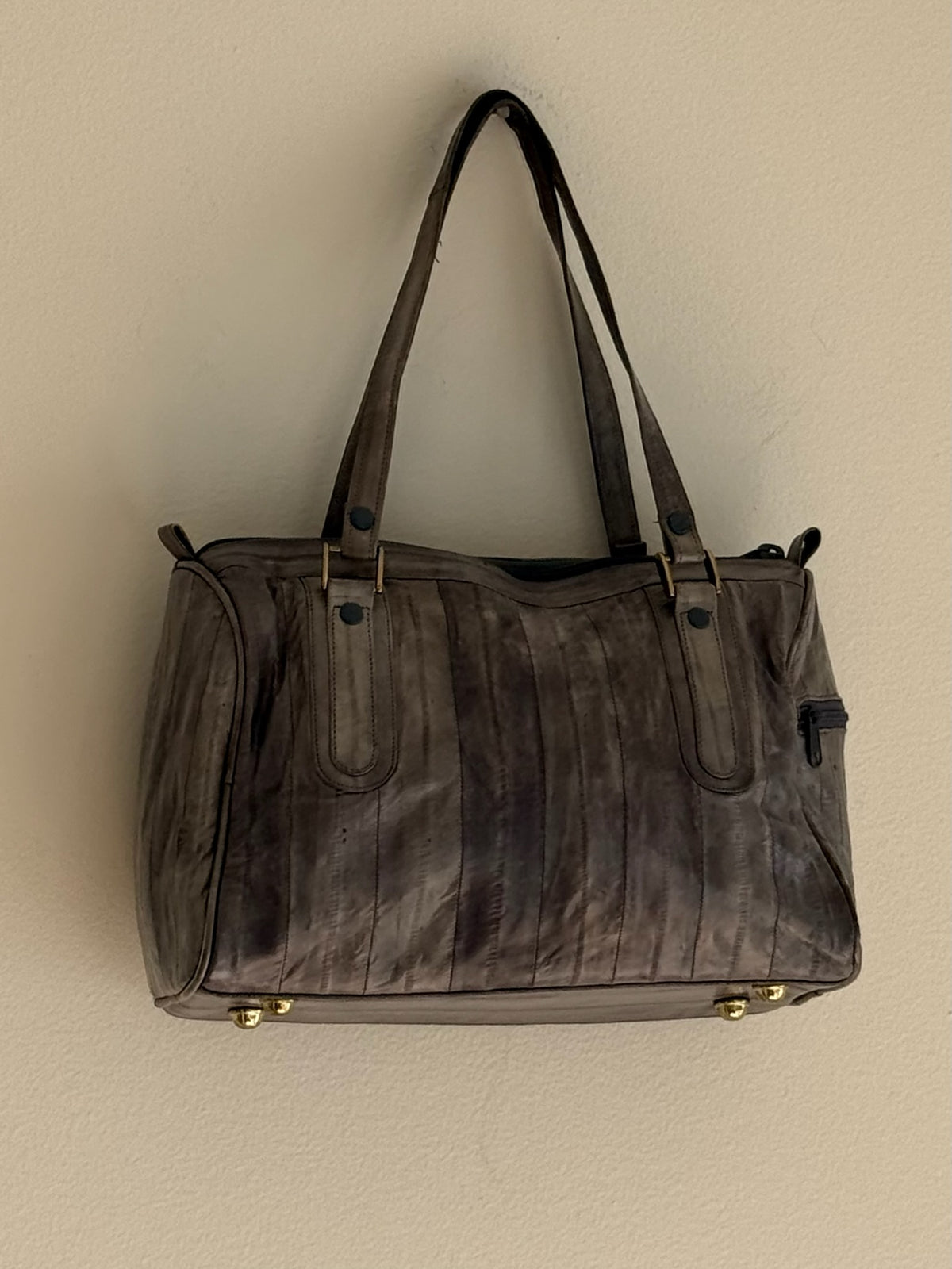 Vintage Stone Blue Eelskin Leather Bag