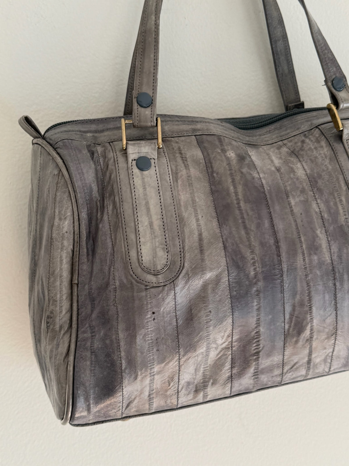 Vintage Stone Blue Eelskin Leather Bag