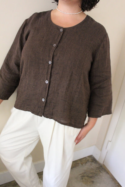 FLAX Cocoa Woven Linen Top