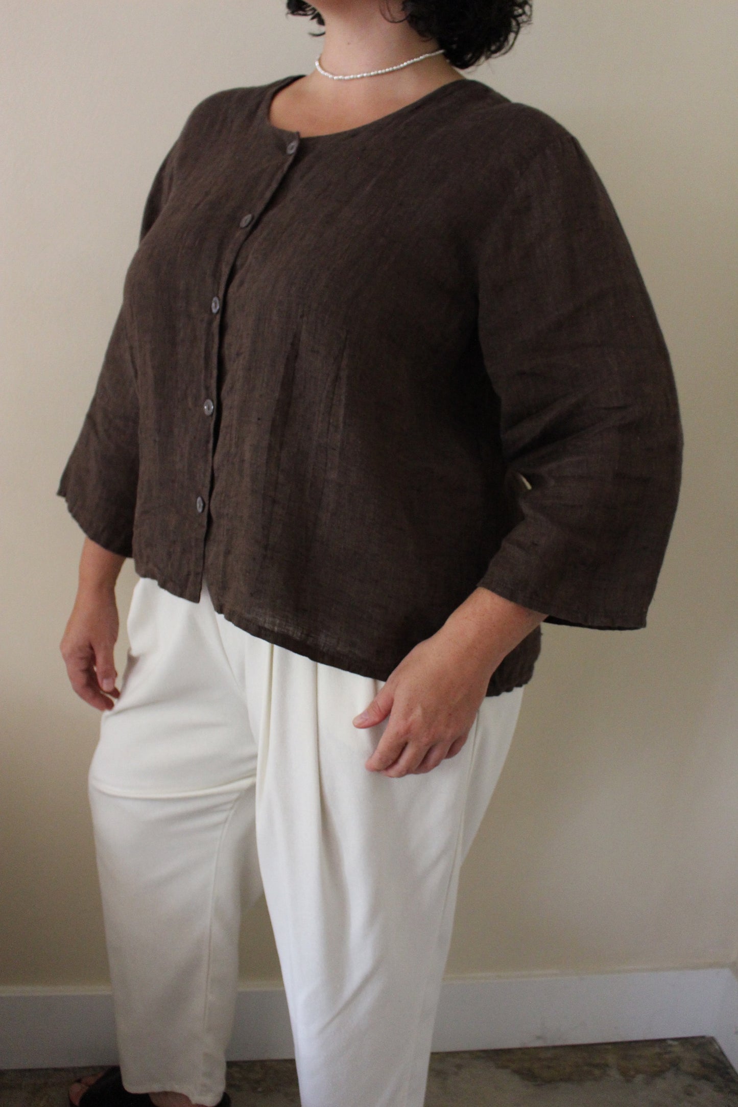 FLAX Cocoa Woven Linen Top