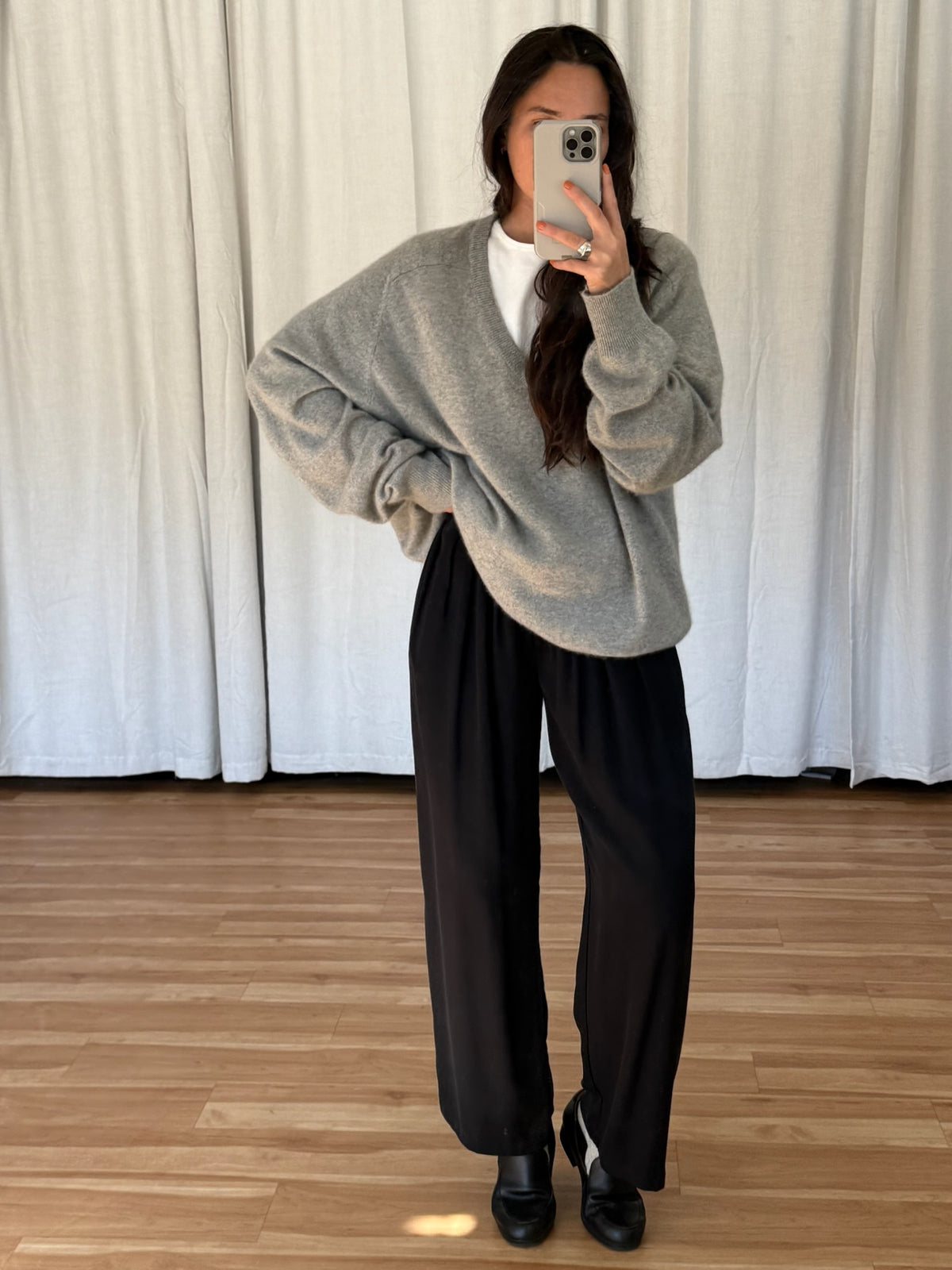 Vintage Stone Cashmere V-Neck Sweater