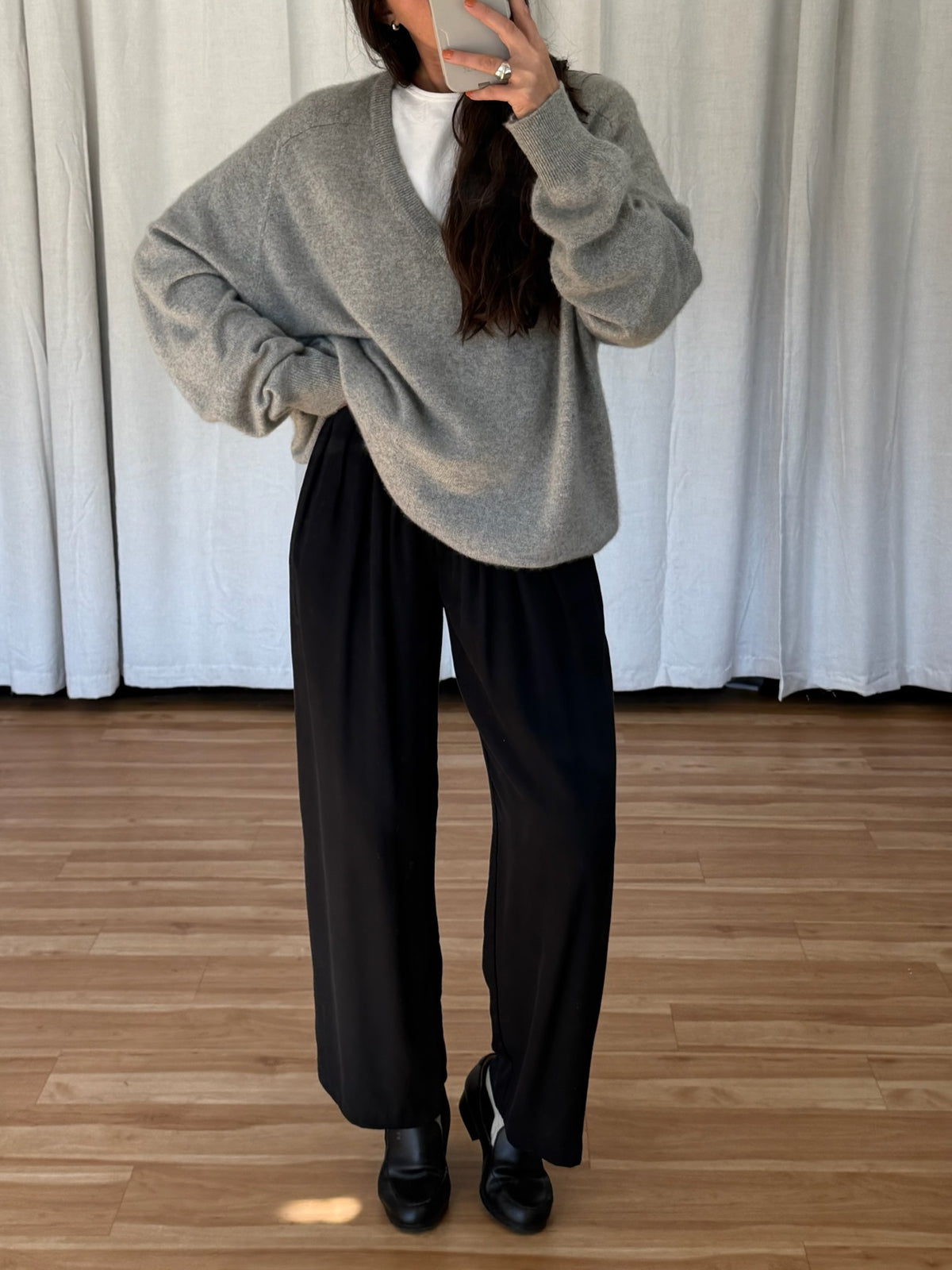 Vintage Stone Cashmere V-Neck Sweater