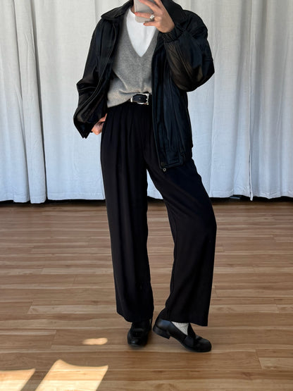 Vintage Ink Black Leather Bomber