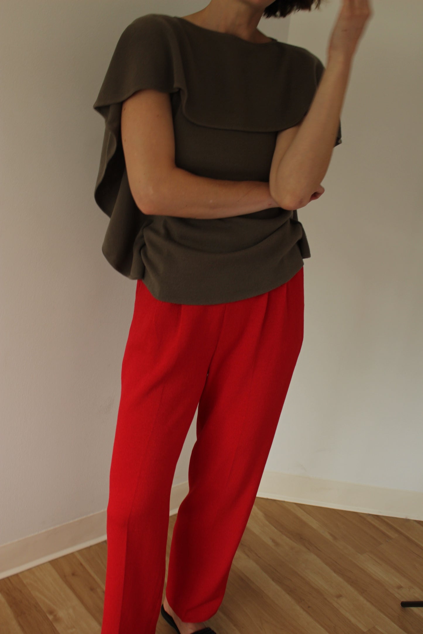 Vintage Moss Fine Knit Wool Cape Top