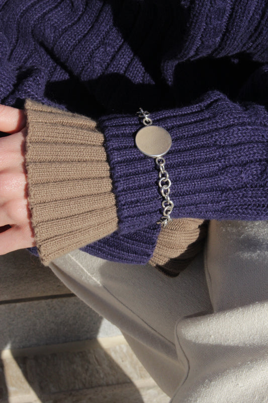 Vintage Sterling Silver Circle ID Bracelet