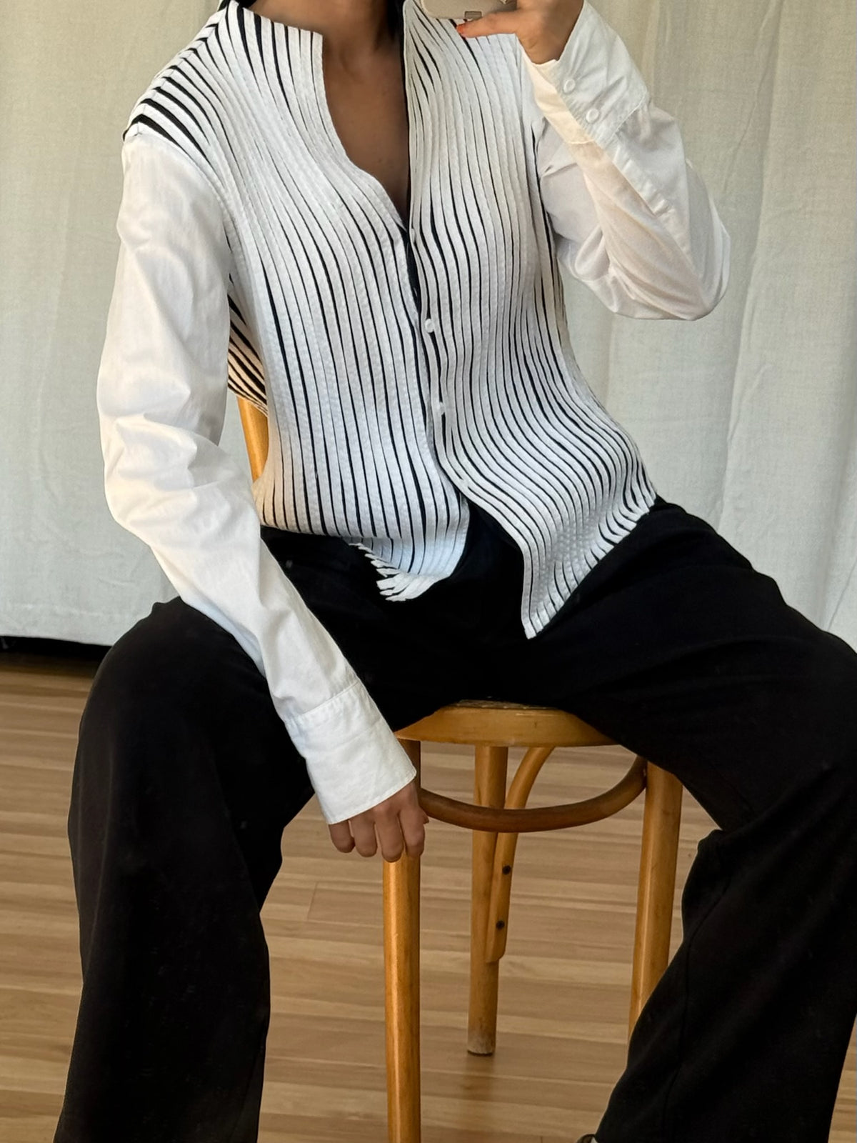 Stunning Vintage Ivory Paneled Blouse
