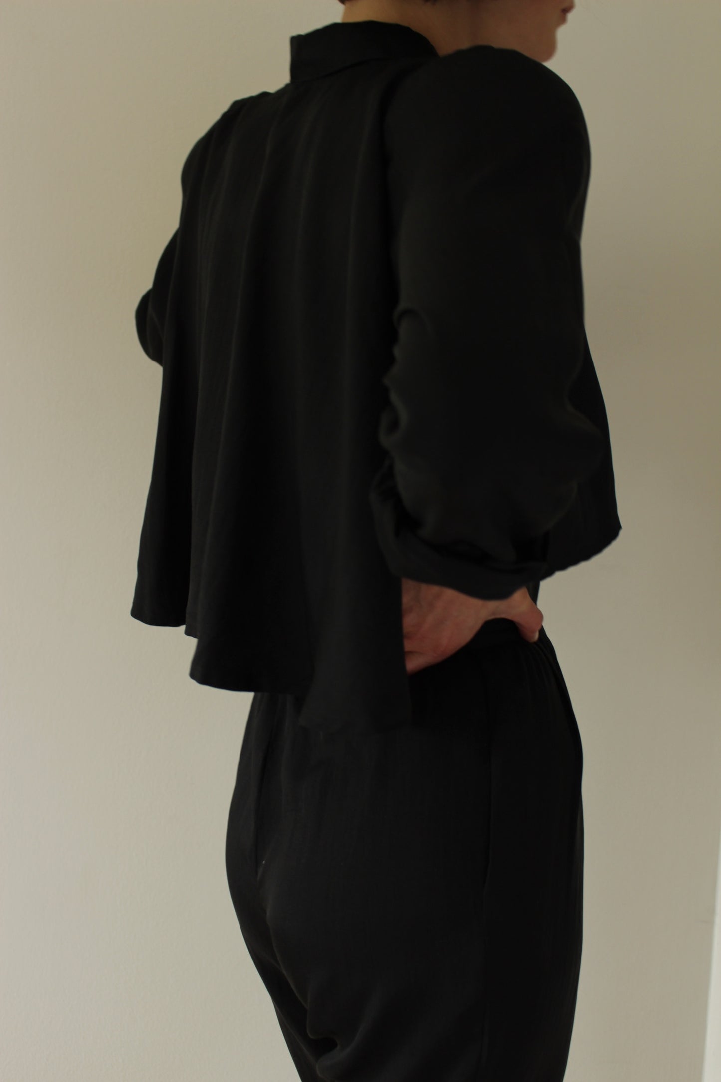Favorite Vintage Jet Black Tailored Silk Jumpsuit