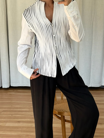 Stunning Vintage Ivory Paneled Blouse