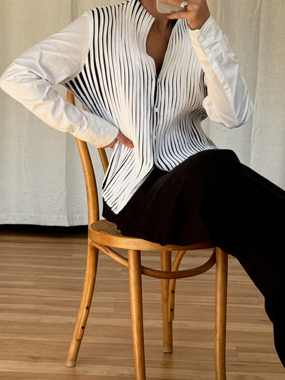 Stunning Vintage Ivory Paneled Blouse