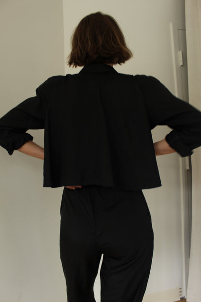 Favorite Vintage Jet Black Tailored Silk Jumpsuit