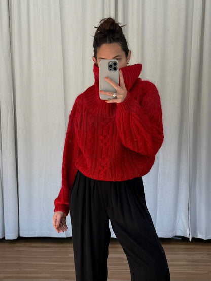 Vintage Crimson Mohair Turtleneck