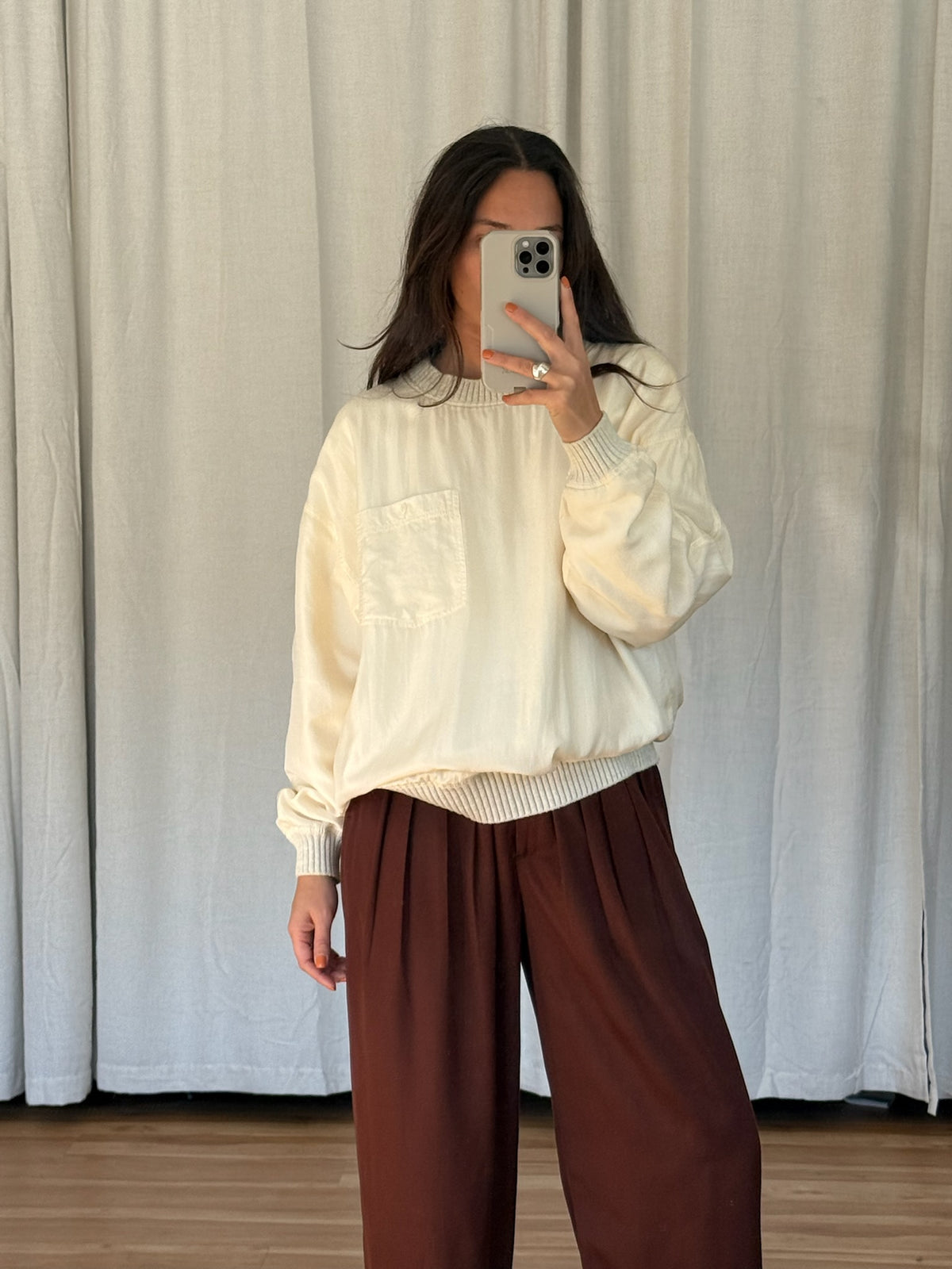 Rare Favorite Vintage Cream Silk Pullover
