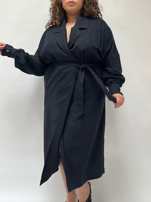 Na Nin Layla Raw Silk Wrap Dress / Available in Cream & Black