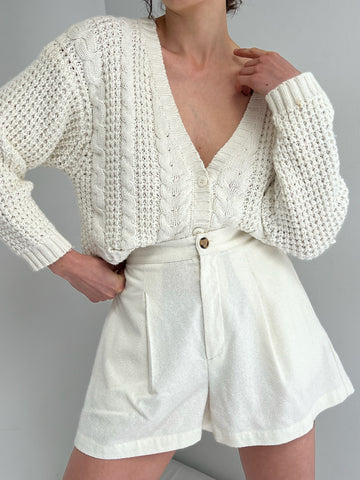 Sweet Vintage Ivory Cable Knit Cardigan