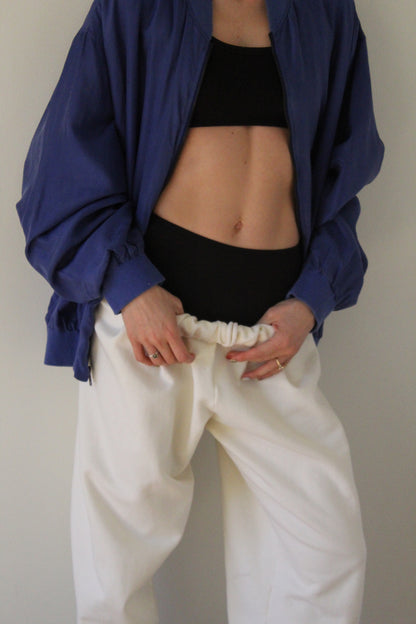 Vintage Ocean Blue Silk Bomber