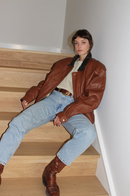 Vintage Padded Two-Toned Leather Bomber
