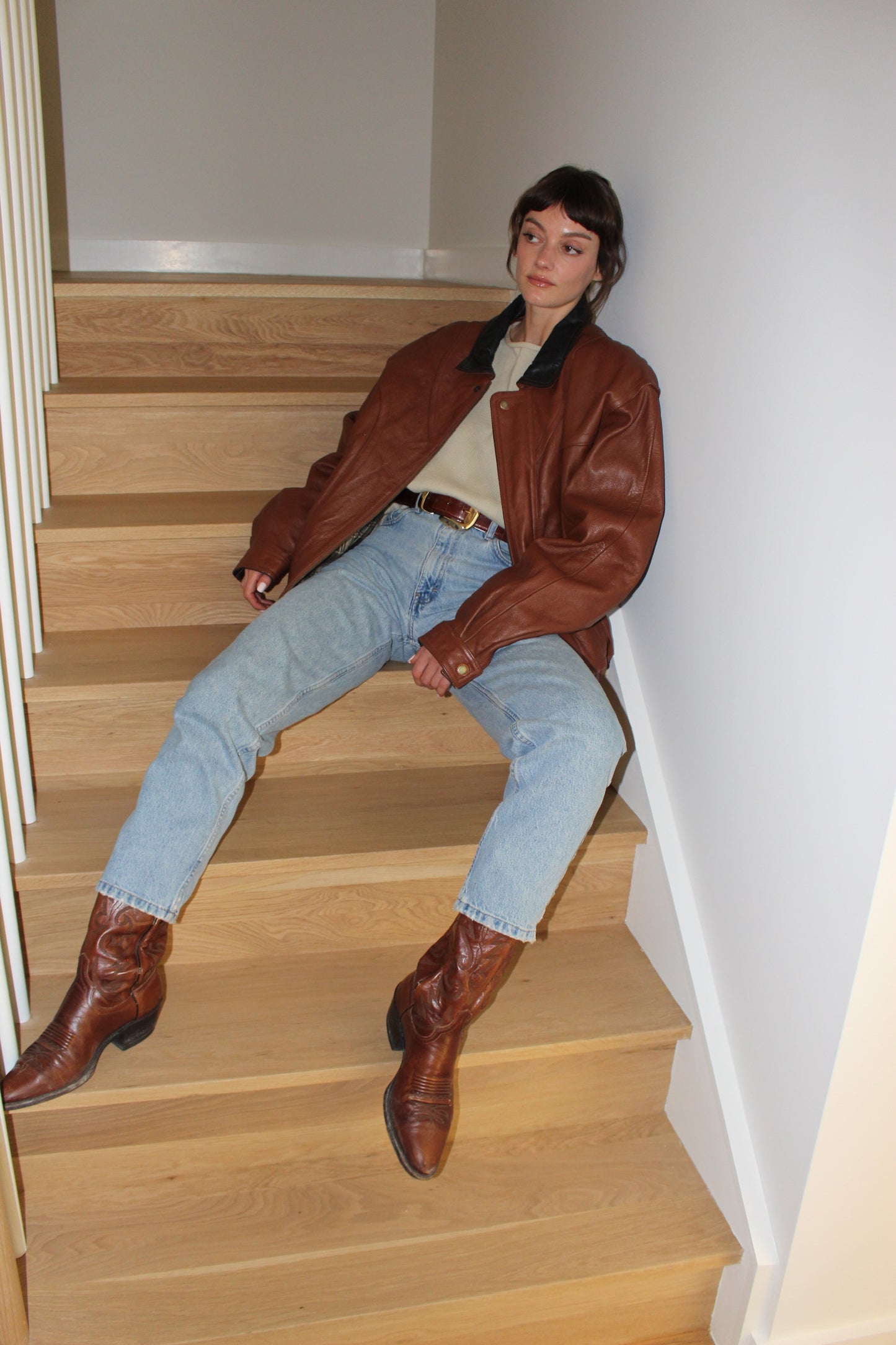 Vintage Padded Two-Toned Leather Bomber