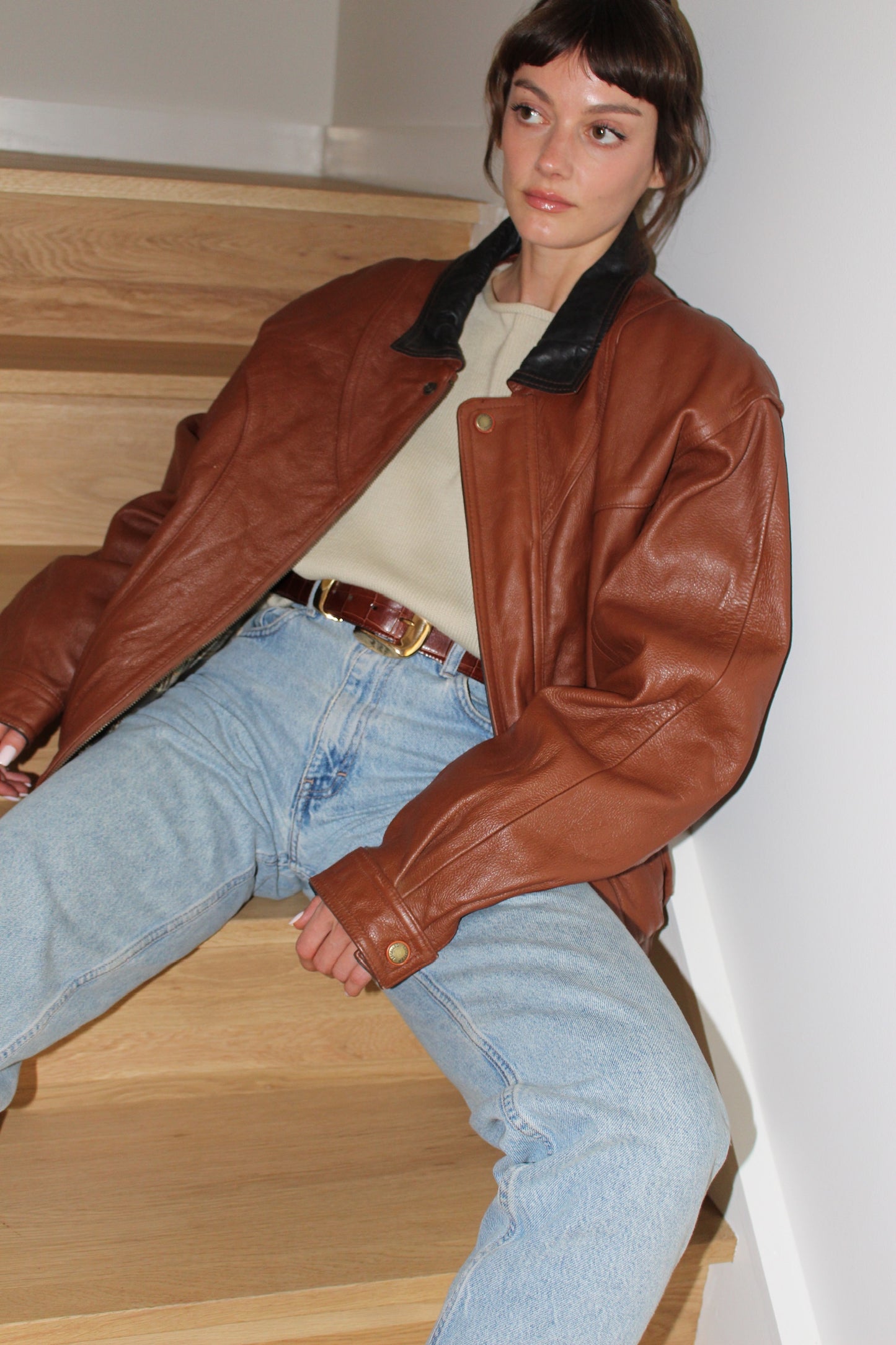 Vintage Padded Two-Toned Leather Bomber