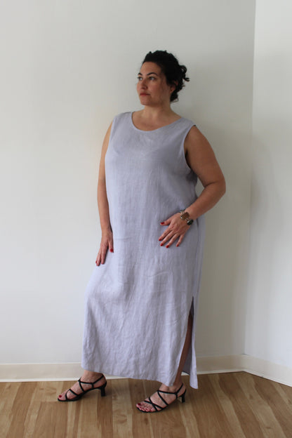 Vintage Lavender Linen Market Dress