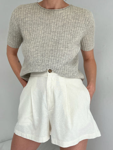 Vintage Dove Grey Angora Cropped Knit