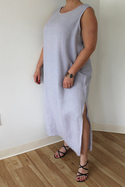 Vintage Lavender Linen Market Dress