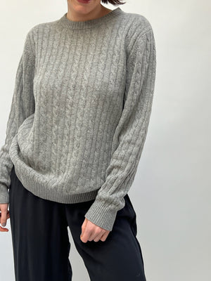 90s Grey Cashmere Cable Knit Sweater