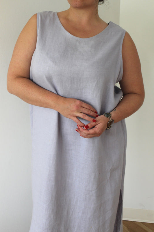 Vintage Lavender Linen Market Dress