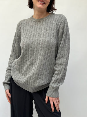 90s Grey Cashmere Cable Knit Sweater