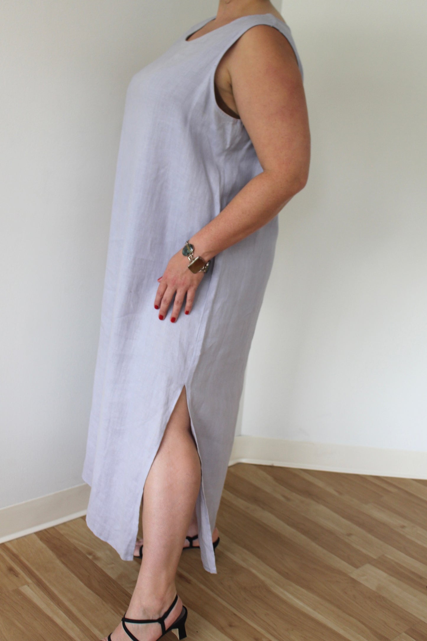 Vintage Lavender Linen Market Dress