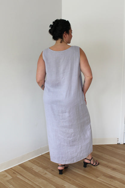 Vintage Lavender Linen Market Dress