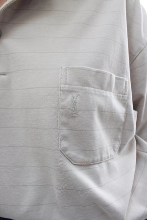 Vintage YSL Taupe Striped Polo