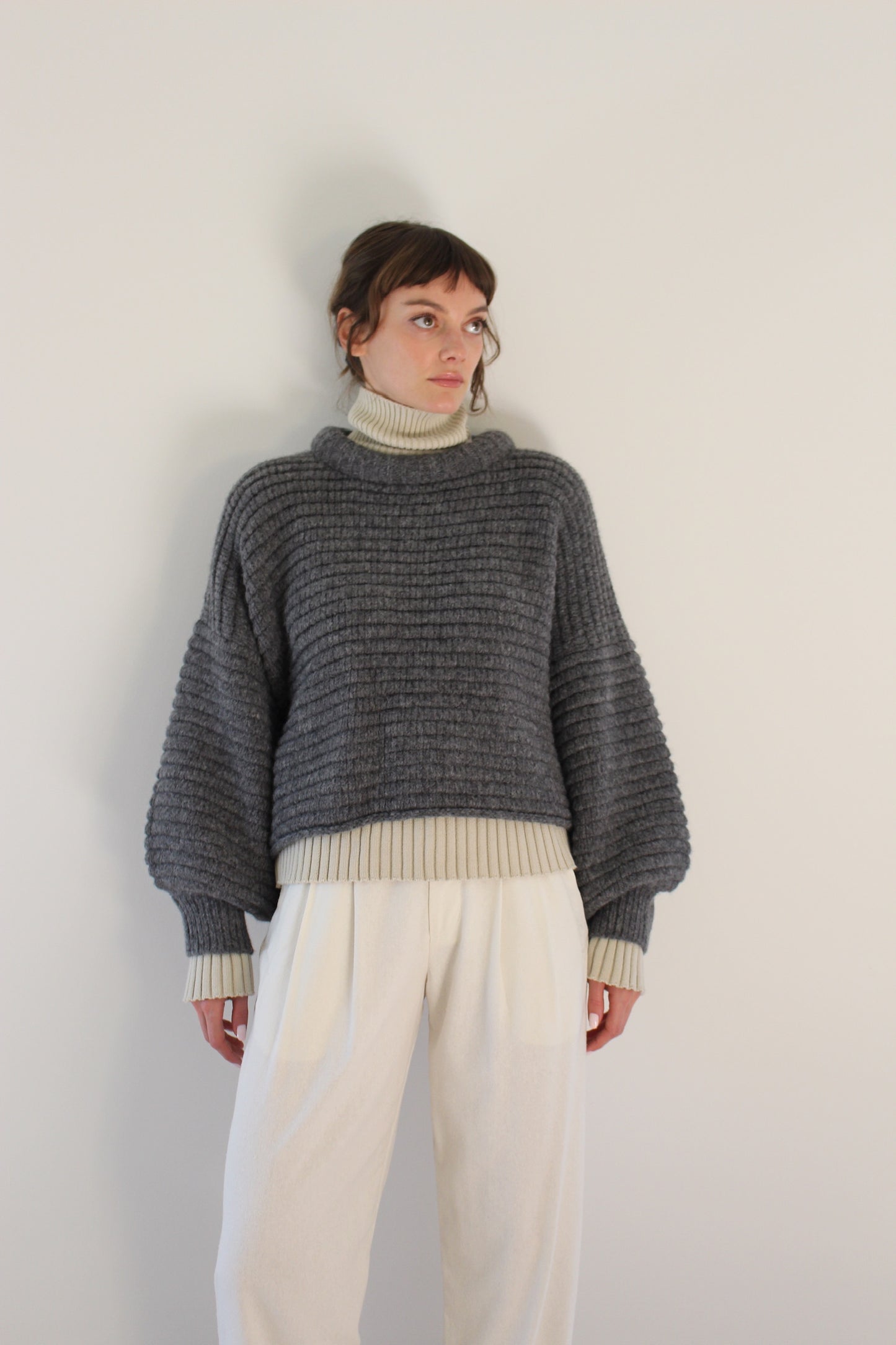 Romy Knitted Alpaca Balloon Sleeve Sweater