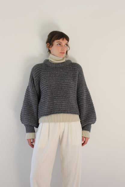 Romy Knitted Alpaca Balloon Sleeve Sweater