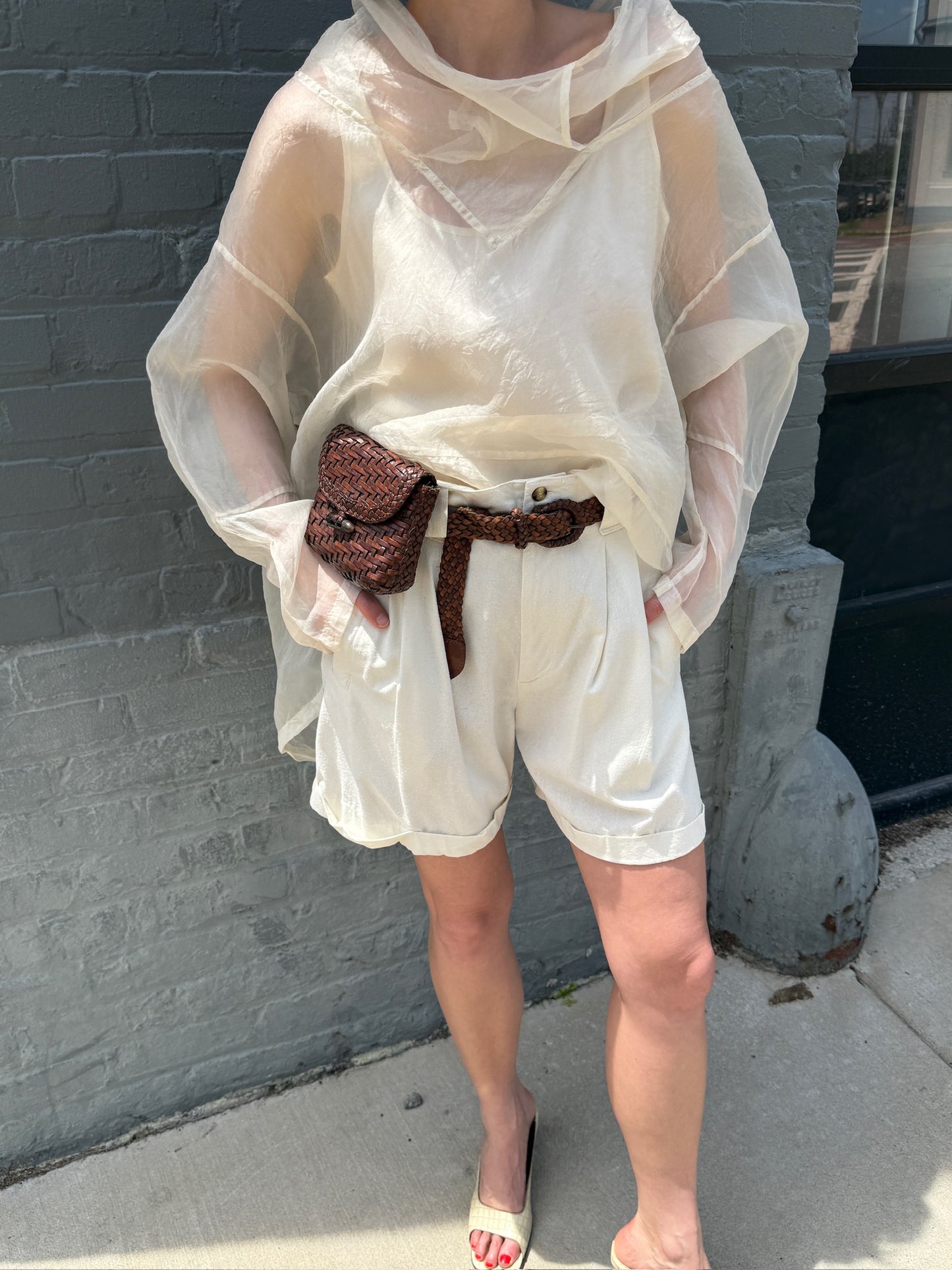 Rare Vintage Cream Sheer Silk Organza Pullover