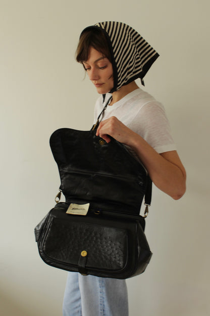 Rare Vintage Titti Dell'Acqua Genuine Ostrich Messenger Bag