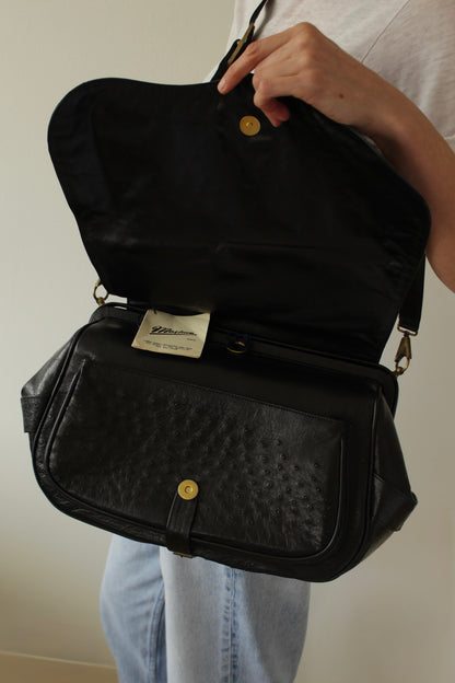 Rare Vintage Titti Dell'Acqua Genuine Ostrich Messenger Bag