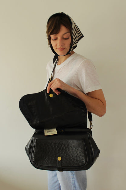 Rare Vintage Titti Dell'Acqua Genuine Ostrich Messenger Bag