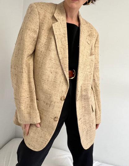 Vintage Wheat Woven Silk Blazer