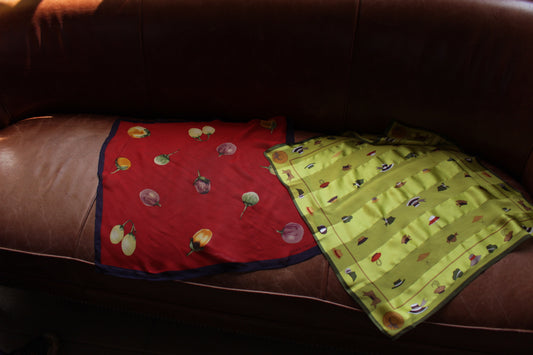 Favorite Vintage Eggplant Print Silk Scarf