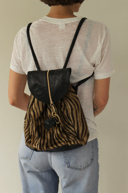 Vintage Leather & Printed Calf Hair Backpack