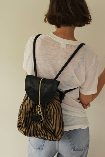 Vintage Leather & Printed Calf Hair Backpack