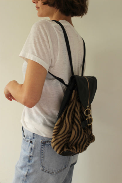 Vintage Leather & Printed Calf Hair Backpack