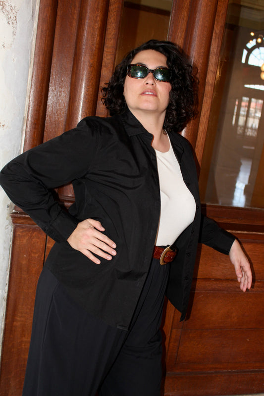 Vintage Black Crisp Cotton Shirt