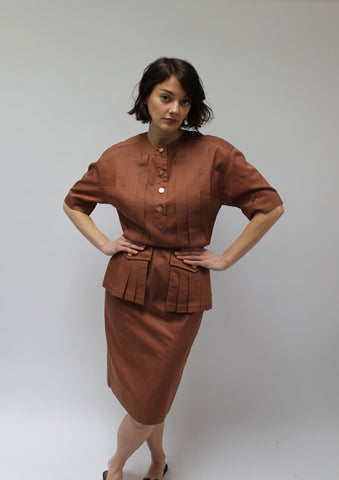 Lovely Late 80s Chanel Boutique Cocoa Cotton Dress