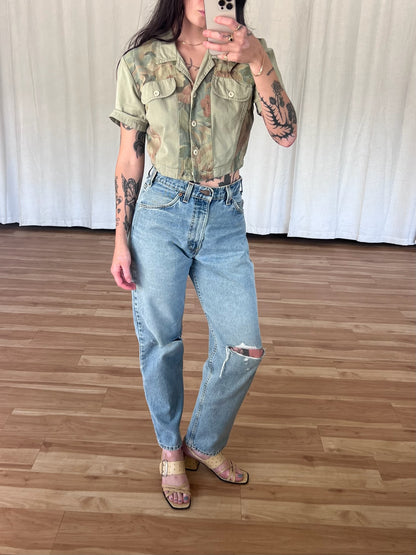 Sweetest 90s Cropped Floral Blouse