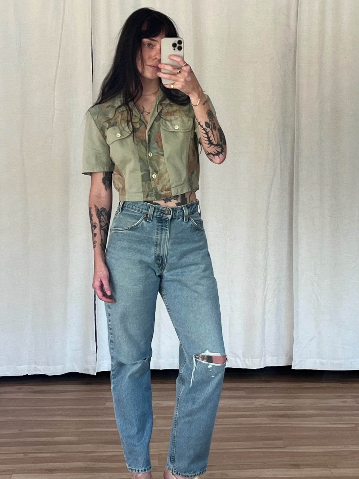 Sweetest 90s Cropped Floral Blouse