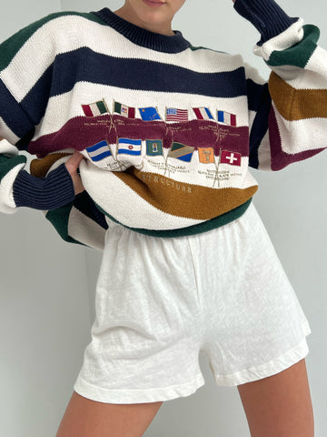 Vintage Summit Embroidered Striped Sweater