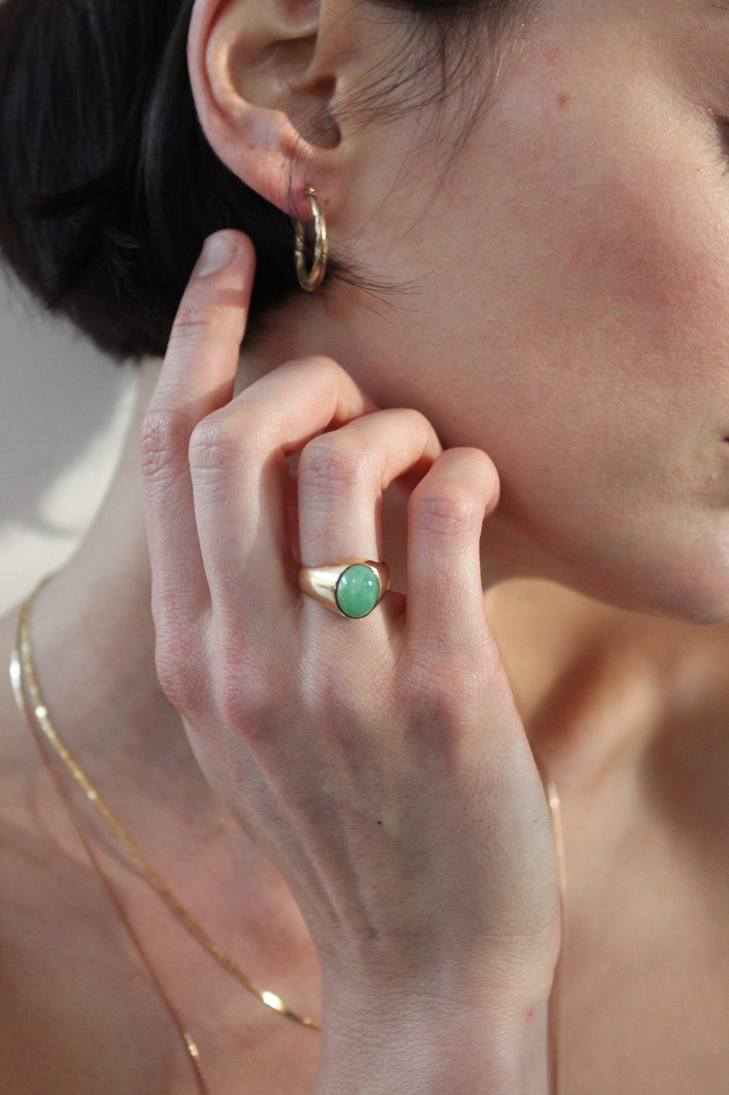 Elegant Vintage 14K Gold Aventurine Ring