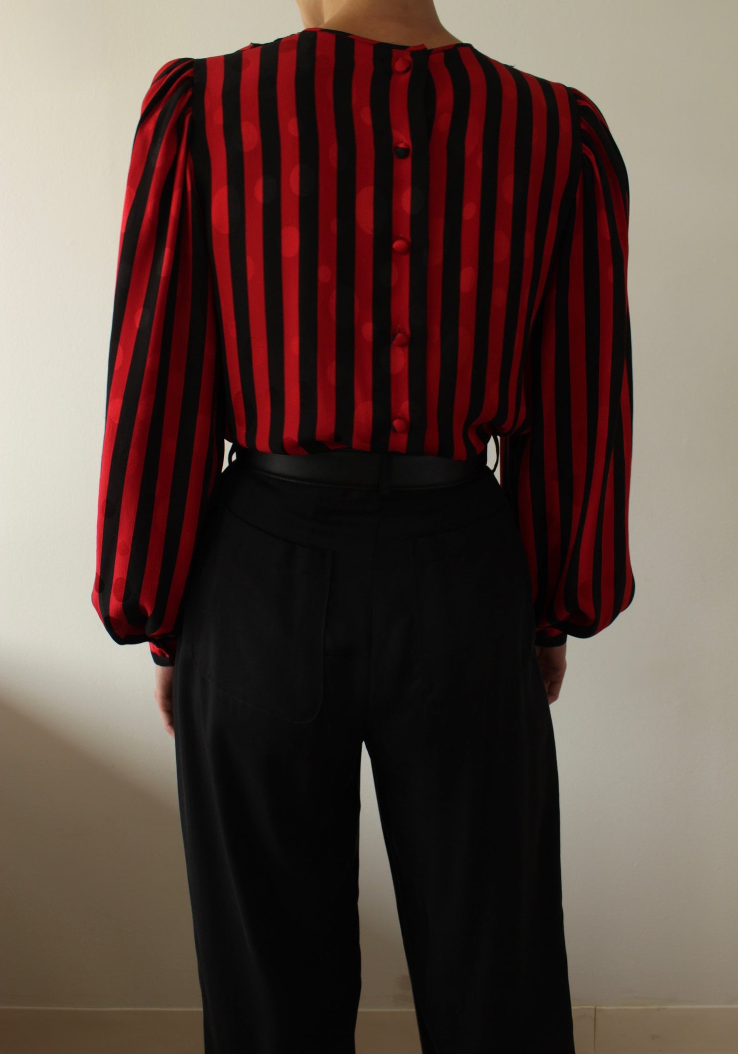 Stunning Vintage Oscar de la Renta Lace & Striped Silk Blouse